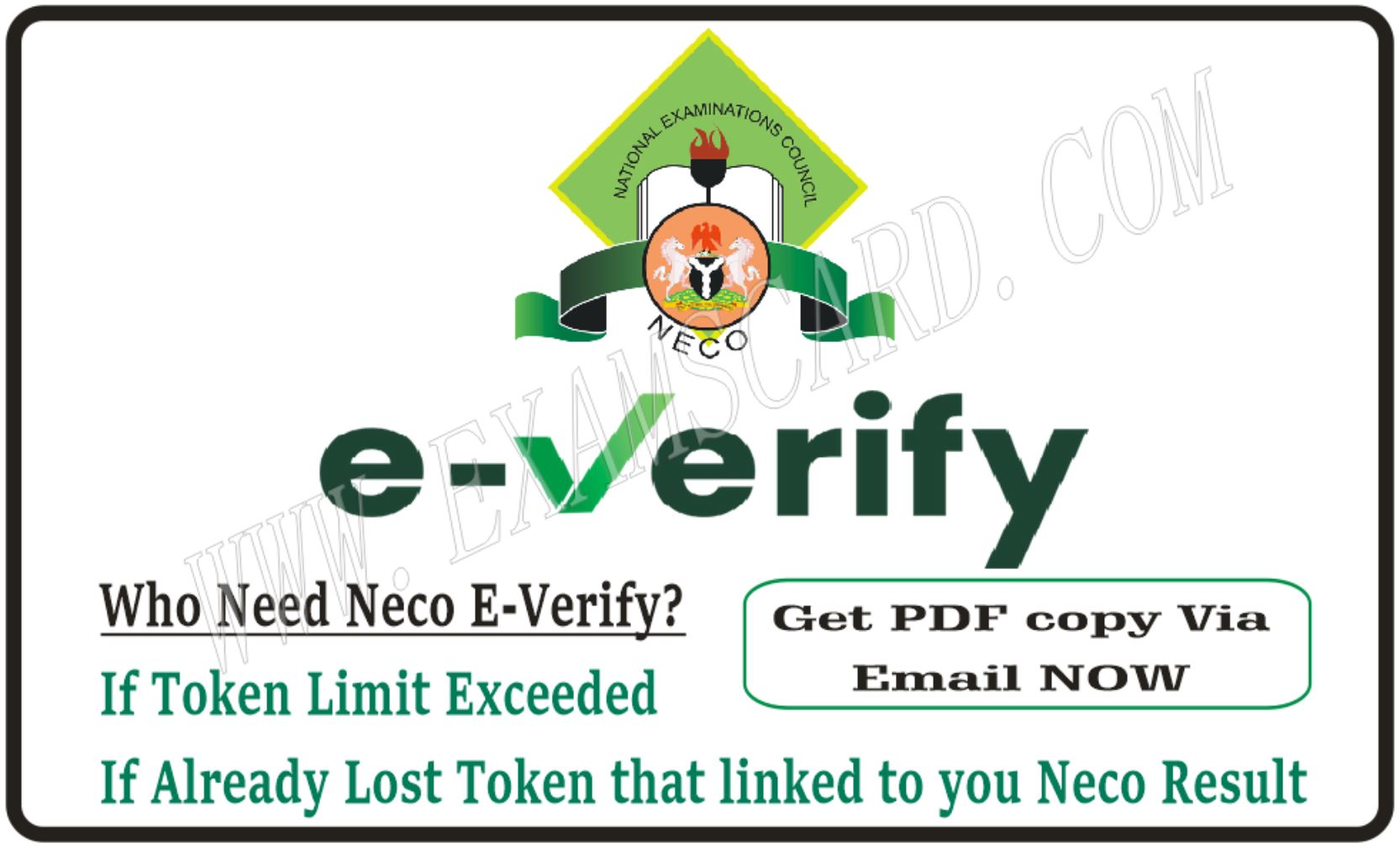 Neco Result PDF - Neco E-verify Portal