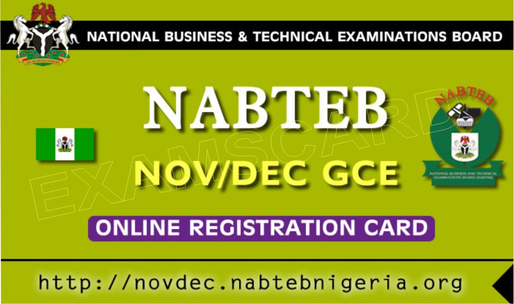 NABTEB EXAM REGISTRATION CARD