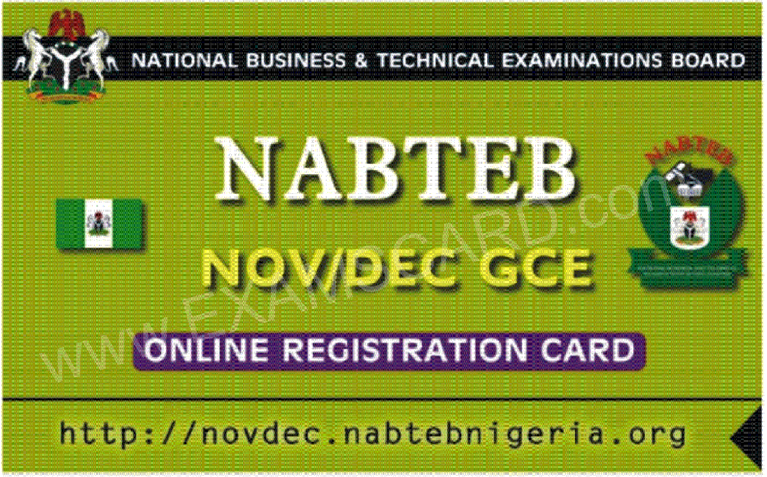 NABTEB GCE A_LEVEL NOV/DEC REGISTRATION PIN